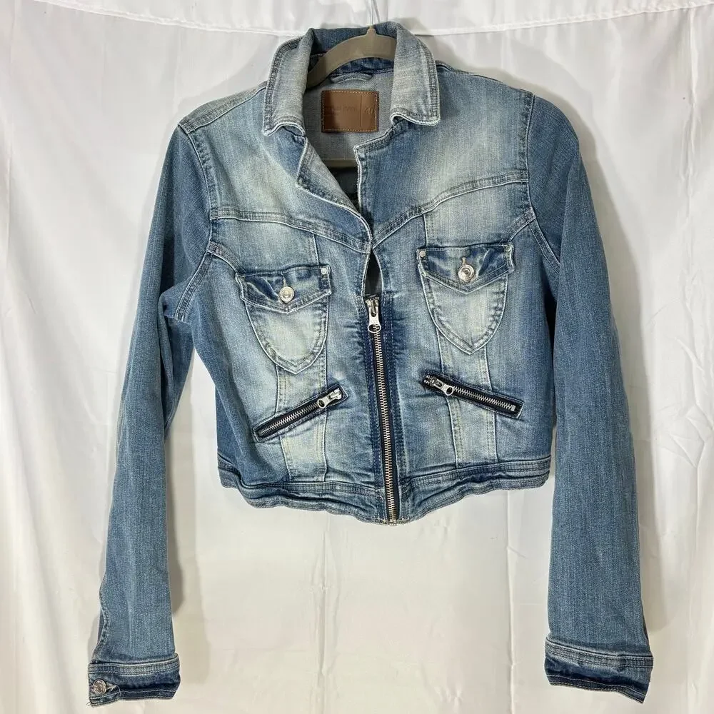 Gina Tricot Classic Denim Jacket Blue Size 40 M 12 Button Front Casual Style - Picture 2 of 5
